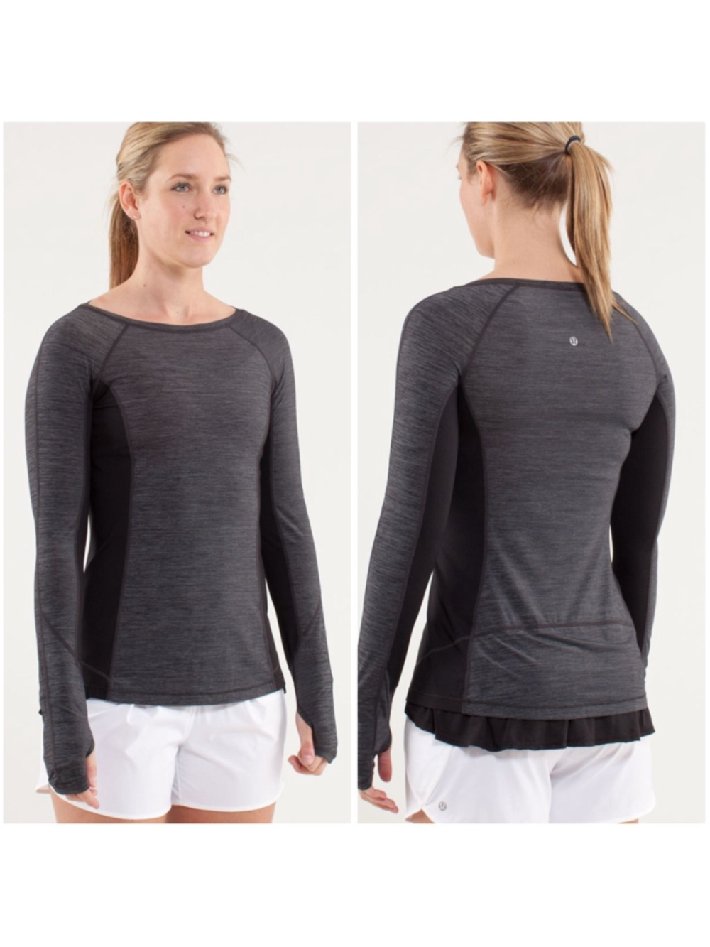 Lululemon Run: In The Sun Long Sleeve Top W3282S Gray Space Dye Size 4 UPF